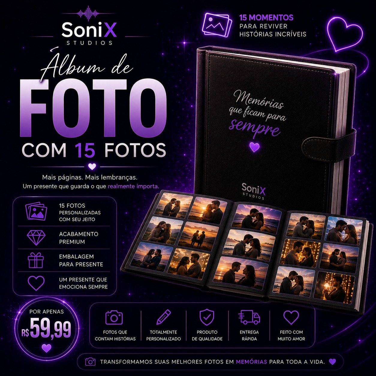 Álbum de Foto com 15 Fotos